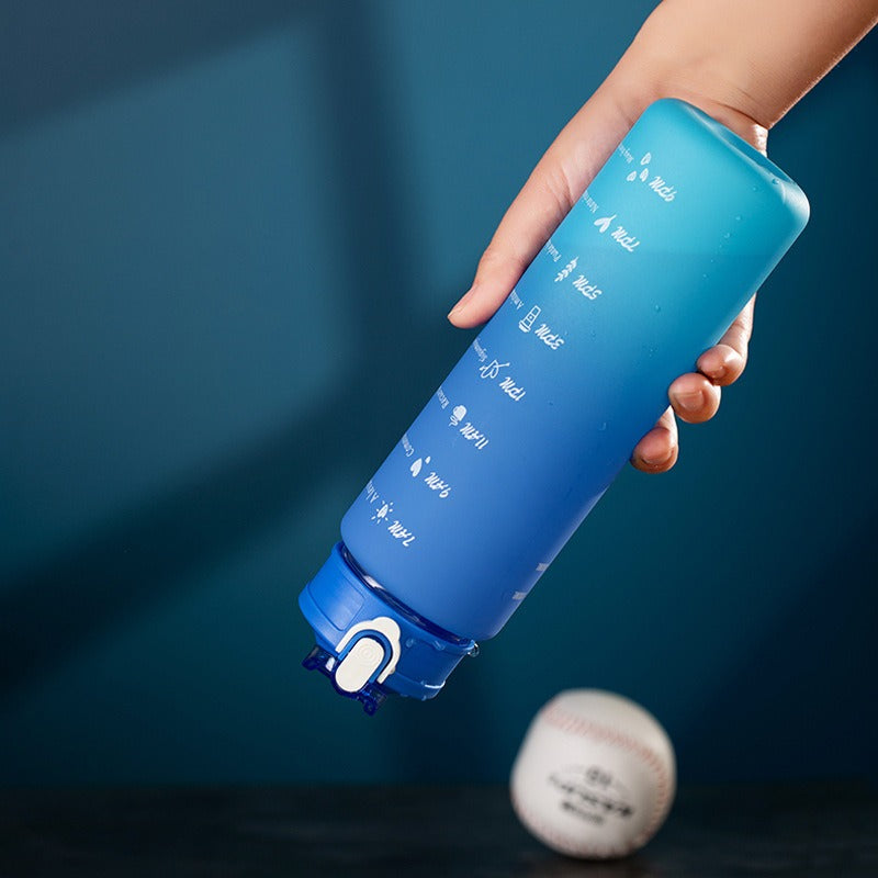 Motivational Water Bottle with Straw & Time Marker