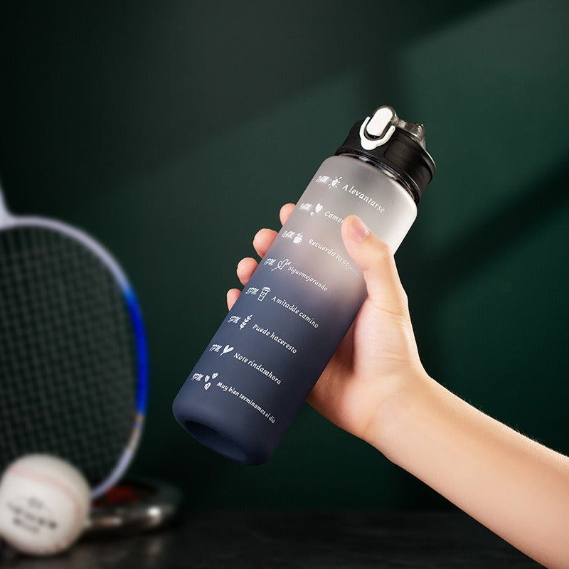 Motivational Water Bottle with Straw & Time Marker