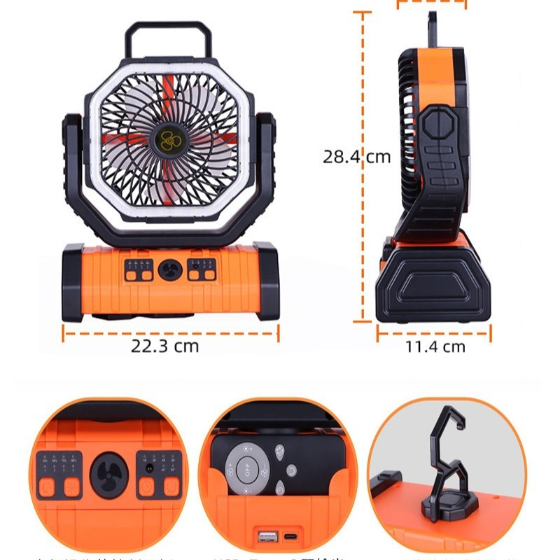 Outdoor Power Bank LED Light Camping Fan